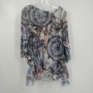 Ali Miles Womens Top Size M Sheer Mesh Lace Boho Artsy Whimsigoth‎ Festival